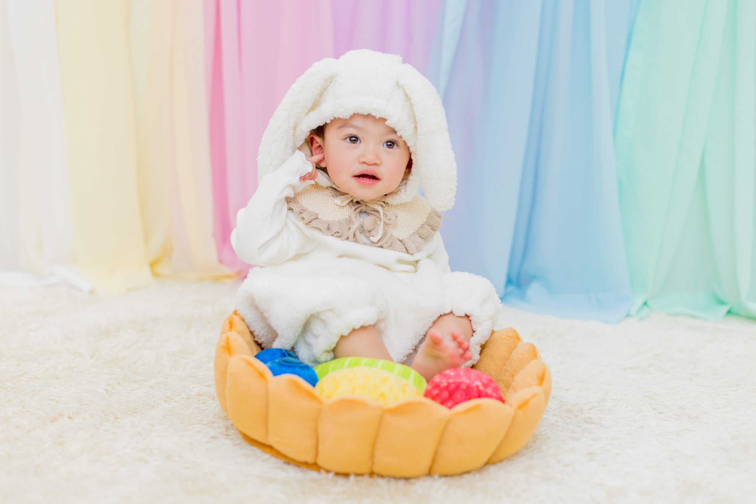 赤ちゃんがすっぽり入る「フルーツタルト」